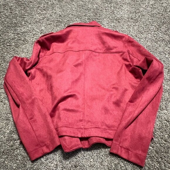 Lauren Conrad Women's Small Pink Faux Suede Moto Jacket full zip front pockets - Picture 2 of 8